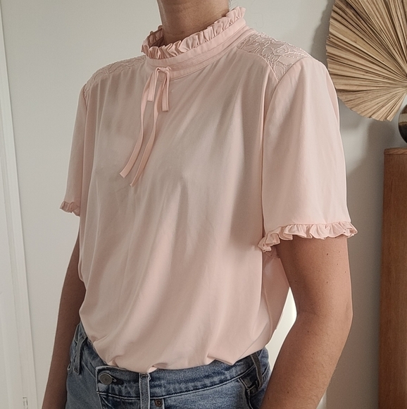 Karl Lagerfeld Pink Ruffle Blouse - Picture 3 of 7